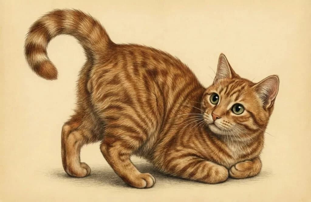 Cat raising rear while being scratched at the base of the tail