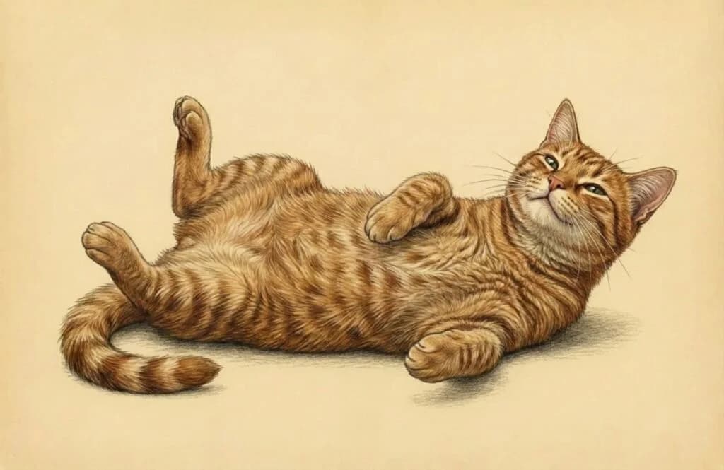 Relaxed cat presenting the base of its tail for pets