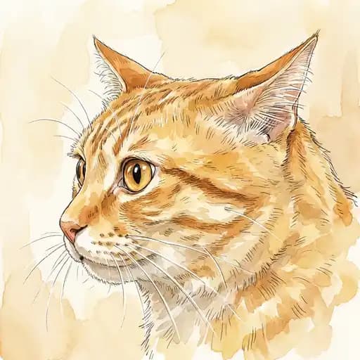 Orange cat close-up focusing its hearing on sound signals