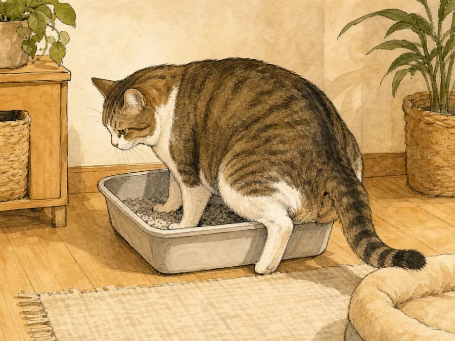 Large cat cramped in a small litter box