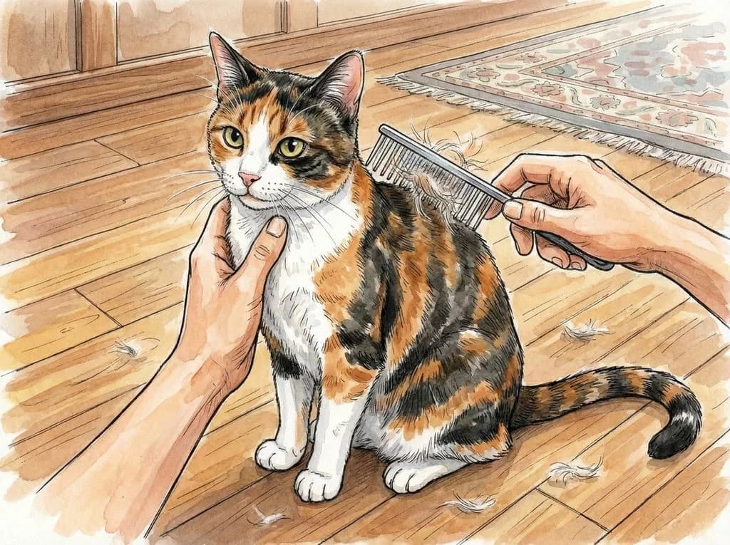 hands brushing cat