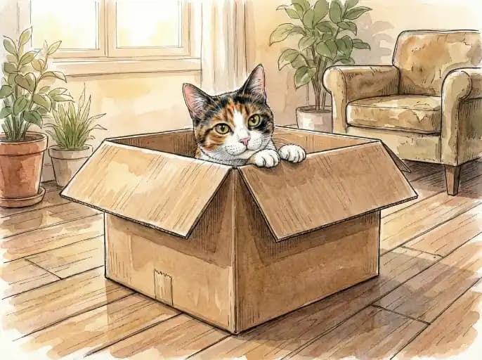 cat in a paper box